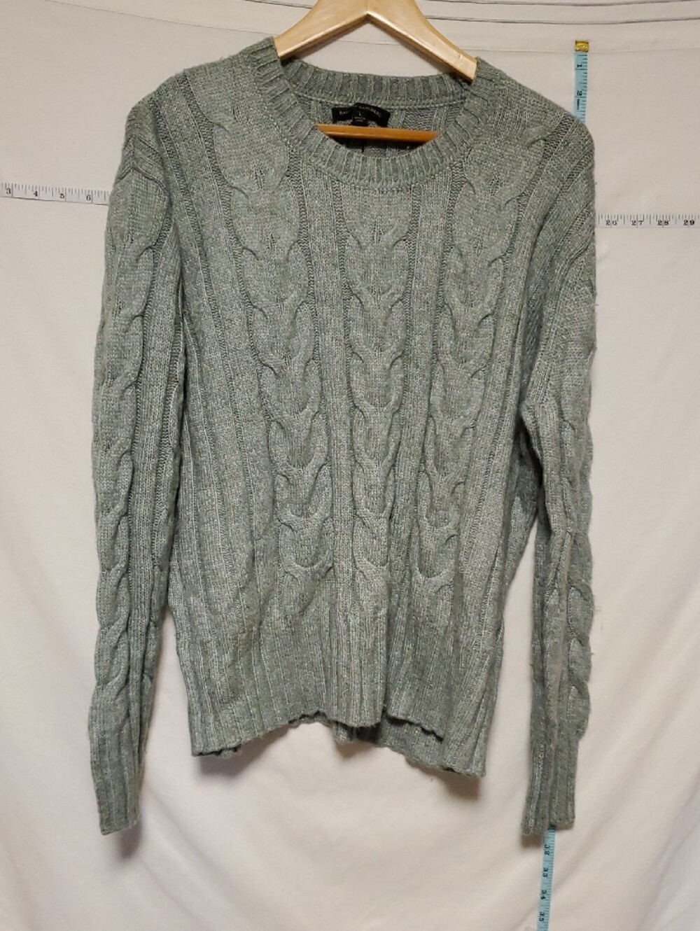 Banana Republic Mint Cable Knit Crewneck Sweater Lg Cozy Soft Office Casual